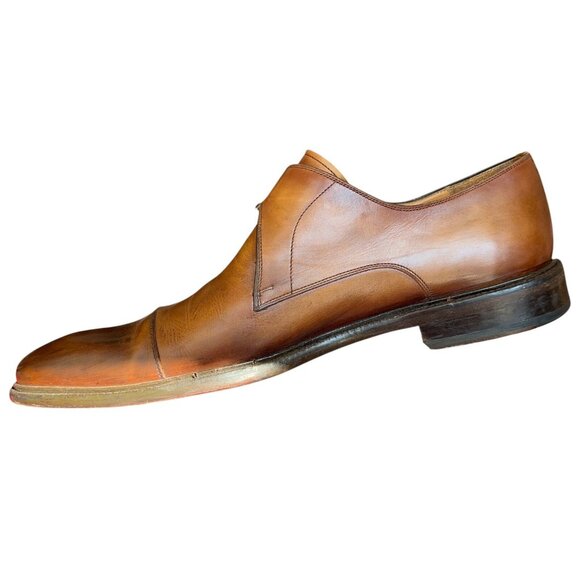 Magnanni Brown Leather Monk Strap Cap Toe Loafer Dress Loafer Shoes Mens 10.5 M main image 14
